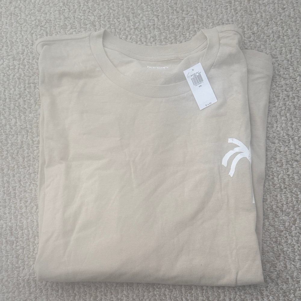 Old Navy Men's Light Beige Short Sleeve Tee